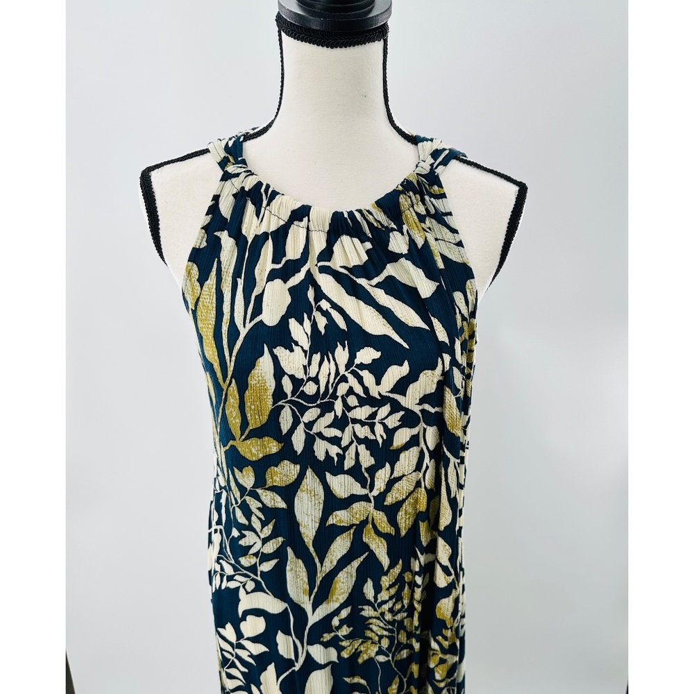 Dress‎ Barn Halter Floral Print Brown/Blue Halter Maxi Dress, Size 10 - Picture 4 of 11